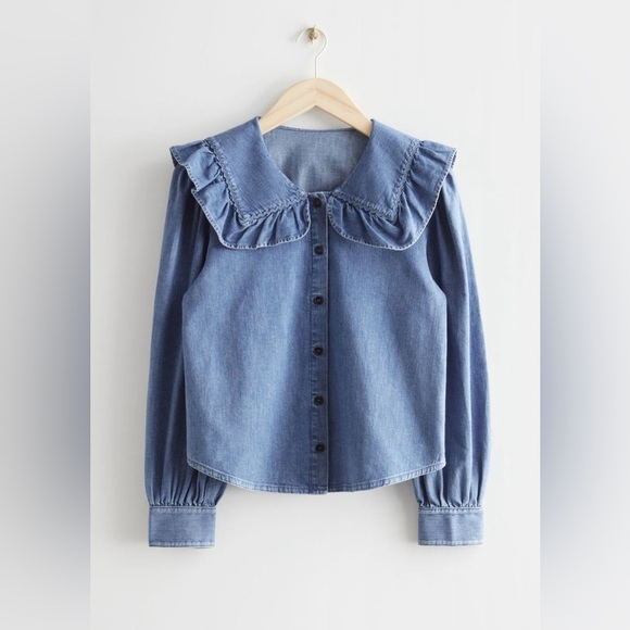 Like new, & Other Stories Statement Collar Denim Shirt - Picture 3 of 6